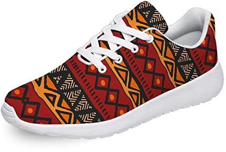lodaden Mud Cloth Pattern Sneakers for Men Women Breathable Comfy Walking Shoes Traditional African Cloth Shoes Gifts for Her,Him,US Size 10 Women/8.5 Men