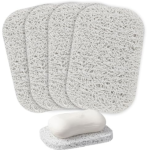 4PCS White Soap Holder PadBPA-Free Savers Pads for Soap Dish,Easy to Clean Soap Lifting Pads Suitable for Shower Kitchen Bathroom Bathroom Travel Hotel Cleaning Products