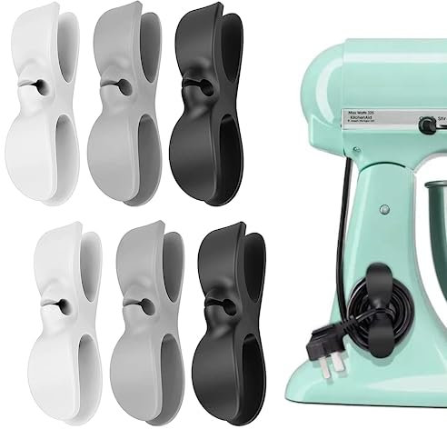 Organisateur de câbles auto-adhésif pour ranger les câbles d'appareils électroménagers de cuisine, etc. Idéal pour le bureau. Lot de 6 clips pour câbles.