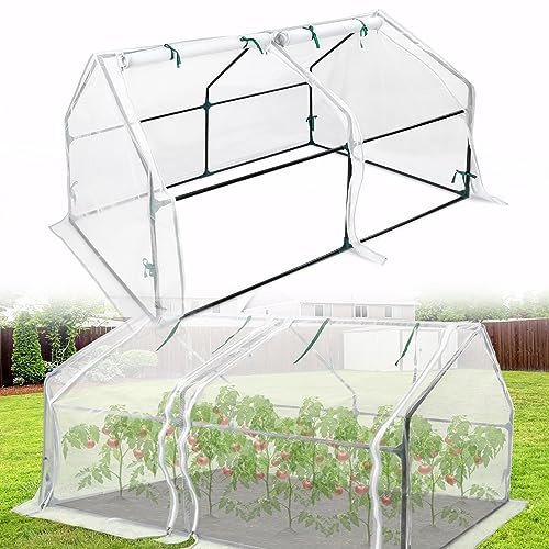 Hengmei Växthus, växthus, växthus, 180 x 90 x 90 cm, tomatväxthus för utomhusbruk, tomathus-kit med dörr för trädgård, växtodling, vitt