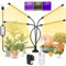BOOTEEK Lampe de Croissance 80 LEDs Spectre Complet Lampe Pour Plante 6500K 3000K 660NM Grow Light Avec Minuterie 4/8/12H, 4 Heads Lampe Plante Interieur, 10 Luminosités, 3 Modes