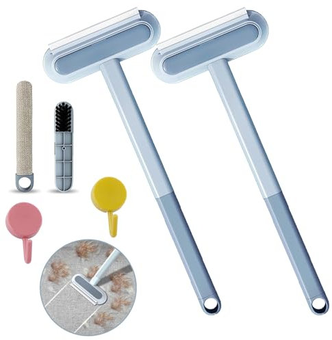 Multifunktionaler Tierhaarentferner Besen Haarentfernungsbürste 4-in-1 Tierhaarentfernungswerkzeug Verstellbarer Haarfänger für Hunde Katzen mit Haken für Nass Trockengebrauch 2 Stück
