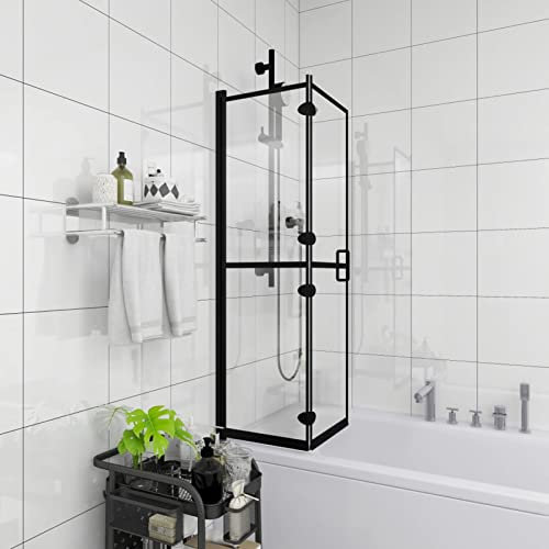 Sufrk Cabine de Douche Pliable ESG 80x140 cm Noir,Cabine De Douche Complete,Cabines Et Parois De Douche