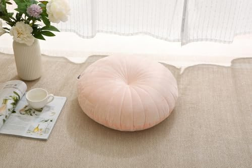 MolynnChic Cuscino da Pavimento per Meditazione, Cuscino Rotondo Grande per Pavimento, Seduta per Adulti, Cuscini Spessi in Velluto per Yoga, Soggiorno, Balcone, Tatami, Esterno, 45,7 cm (Rosa)