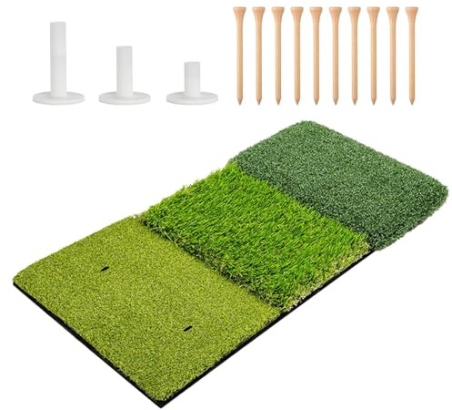Tapete de práctica de golf, 25.2 x 15.75 pulgadas, tapete antideslizante para entrenamiento de golpeo de golf, alfombrillas de césped de golf, tapete de entrenamiento de golf y tapete de astillado