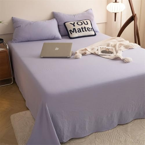 Calefee Bettlaken Und Kissenbezug Set 3 stück, Betttuch 200x230 Polyester Einfarbiges Lila