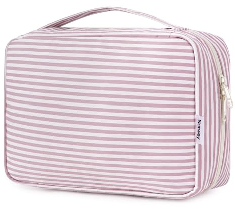 Narwey Neceser Colgante Bolsa de Aseo Viaje Neceser Maquillaje Organizador Mujer Kit de Aseo Colgante Bolsa Maquillaje Niñas (Raya Rosa Viejo)