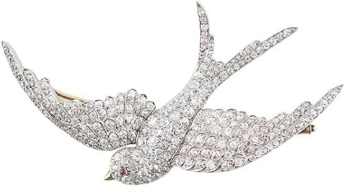 J.C 3.07 Ct Round Cut Simulated Diamond Brooch Pin 14k White Gold Plated 925 Silver