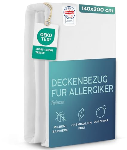 Twinzen Milbenbezug Bettdecke 140x200 cm - Allergiker Bettwäsche Encasing mit Reißverschluss, Atmungsaktiv & Oeko-TEX