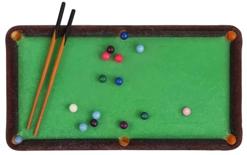 Miniature Table Pool &Cue Sticks Set, 1/64 Scale Painted Furniture, Dollhouse Scene Accessories, Mini Billiards Model for DIY