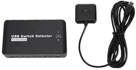 Hamwesh USB-väljare, 2 Datorer Delar 4 USB-enheter -väljare, delningsomkopplare med Byte Av en Knapp och Kontrollkabel för Tangentbordsmus Skrivarskanner