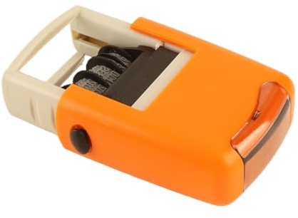BAFOVY Engelsk Datumstämpel, ABS Automatisk Datumstämpel 25x2,8 Mm Snabbtorkande Klart Tryck Justerbar Bärbar Stämpel för Studier Arbetsliv Kontor Skola Hemdokumentation (Orange)