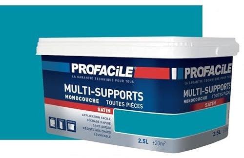 PROFACILE Peinture intérieure multi-supports, satin, murs, plafonds, boiseries, radiateurs, sans odeur, plusieurs teintes 2.5 litres