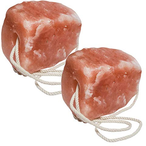 Organic Pink Himalayan Rock Salt Lick with Rope - 1KG 3KG 5KG Small Medium Large - Horse Livestock Licking Salt Supplement Treat (2, 1KG SMALL)
