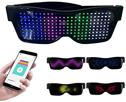 Occhiali LED,Occhiali LED personalizzabili Occhiali BT LED Occhiali colorati luminosi luminosi Messaggi fai-da-te 31 animazioni 11 immagini Modalità musica Giocattoli luminosi per Party Rave Music