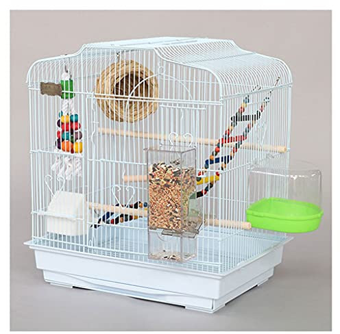 BinOxy Vogelkäfig Papageikage Luxus Villa Zucht Vogelkäfig Großmetall mit Schubladen Geeignet for Vögel Kleine Papageien und Tauben Vogelkäfige (Color : Wit)