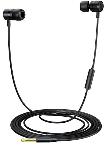 MORMOQUE EP-06 Wired Earbuds in-Ear Earphones,Build-in Microphone Noise Isolating Headphones,3.5mm Jack 4.9ft Long Cord Ear Buds,HD Bass Audio,with 6 Ear Tips,for Smartphones/Laptop/Computer Etc-Black