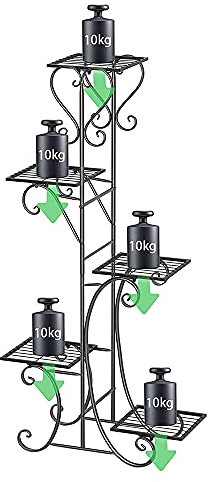 Cannoli - Estantería para plantas interiores, portamacetas, soporte de exhibición, estante de almacenamiento de metal, puerta de planta interior con 5 estantes, para interior, balcón, salón, exterior,