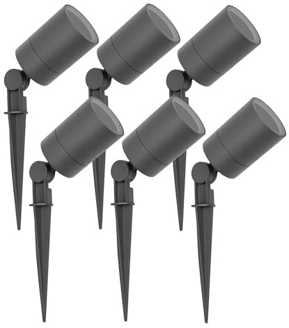 Ledvion 6er Set Gartenstrahler mit Erdspieß IP65 GU10 3W ohne Leuchtmittel