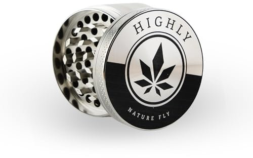 HIGHLY Premium Grinder Crusher – Kräutermühle - für Tabak, Spice, Kräuter, Gewürze, Herb, Kaffee, Ø 55mm, 4-teiliges Set inkl. Pollen Scraper