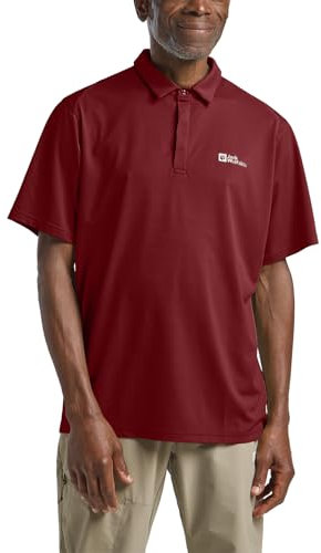 Jack Wolfskin Herren DELGAMI Polo M T-Shirt, deep Ruby, XL