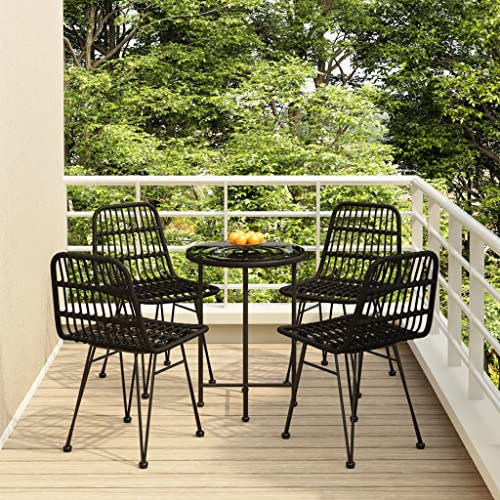 NQJIBUE Gartenmöbel-Set, 5-teilig, schwarz, Polyrattan, Gartenmöbel-Set