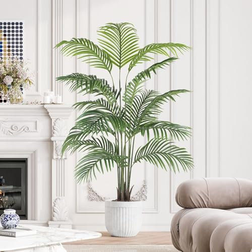 YOLEO 6FT Artificial Palm Tree Indoor Lifelike Faux Palm Plant Fake Tropical Areca Tree for Home Office Living Room Decor