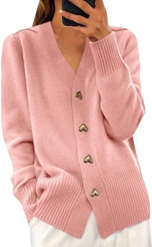 Pulls, Gilets Et Sweats Femme Manteau Long Cardigan Veste Laine Gilet Grosse Maille Rose XL