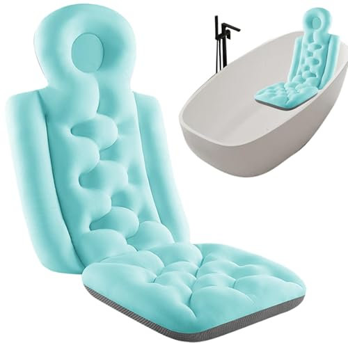 93x40cm Almohada para Bañera De Cuerpo Completo, Reposacabezas De Malla De Secado Rápido, Soporte para La Espalda Y El Cuello, Cojín Ergonómico para Bañera SPA para Adultos, Cojín Bañera para Adultos