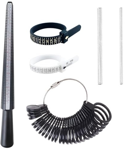 FENQURO 5 Pcs Redamancy Medidor Anillos, Dedo Ring Sizer, Ring Sizer Herramienta de Medición, para Medir Dedos de Tamaño, para Anillos Tamaños A-Z Metal/Acero/Plástico