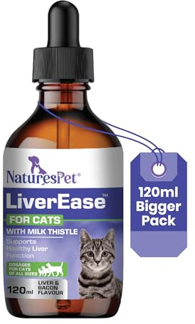 NATURES PET LIVEREASE – Milk Thistle for Cats (120ml) – Liver Support, Detox & Antioxidant Protection – Rich in Silymarins, Beef, Liver & Bacon Flavour