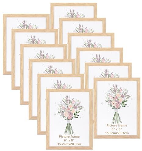 Giftgarden Cornice 15x20 Colore Legno Naturale in PVC,Decorare Casa,Set 12