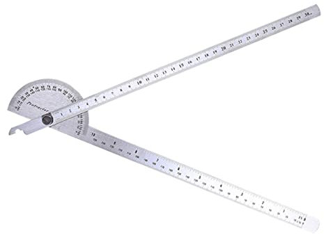 Lurrose 180Grado Transportador Simple Inoxidable con Oscilante y Regla de Ángulo para Mediciones Precisas Carpintería y Construcción