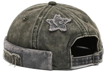 RUICHENG Dockermössa, herr, vintage, denim, sjömansmössa, rullmössa, dockmössa, GRÅ, 55-59