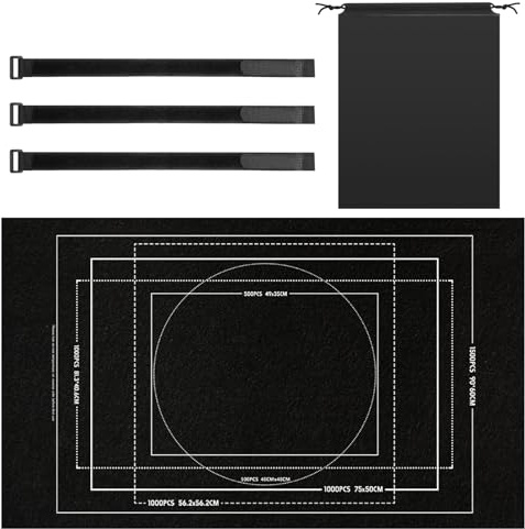 VOSSOT Tapis Puzzle pour Jigsaw 1000–1500 Pièces, Tapis Noir avec Bandes Magiques Sangles et Pochettes de Rangement, sous-Couche de Jigsaw pour Stockage de Puzzles, Idéal pour Accessoires Puzzle Mat