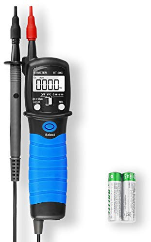 BTMETER BT-38C Multimètre numérique de type stylo, testeur de continuité de tension 6000 points avec buzzer, AC/DC 600 V, résistance 60 MΩ, capacité, diode, plage automatique, stockage de données