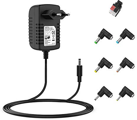 NEUE DAWN Caricatore Universale 12V 2A per CHUWI GemiBook HeroBook LarkBook, Hard Disk Esterno, Modem Router, CCTV Telecamera,Ventola,Tastiera,Striscia LED, Trasformatore 12V 2A con 7 Connettori