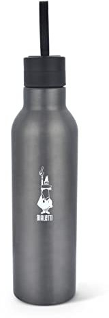 Bialetti To Go Bottiglia Termica, con Doppia Parete, Mantiene Il Caldo per 12 h e Il Freddo per 24 h, Acciaio, Capacità 750 ml, Grigio, Dark Grey