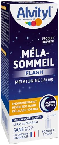 Alvityl - Méla-sommeil Flash - Spray sublingual action rapide - Réveil nocturne - 1,85mg mélatonine