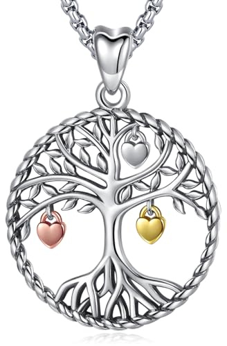 Eusense Livets träd-halsband, familjeträds-hänge, smycke i 925-sterlingsilver, present till kvinnor och flickor, Sterlingsilver