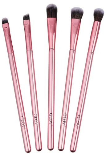 Glov 5-teiliges Schminkpinselset: Lidschattenpinsel Eyeliner Pinsel Augenbrauen Pinsel Mini Flachpinsel Ideal für Präzise Anwendung und Kreatives Make-up