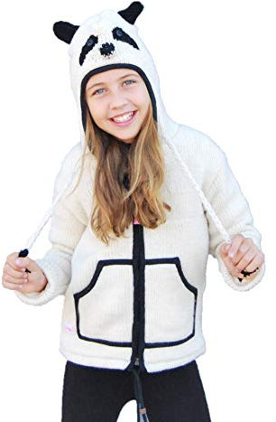 PINK YAK Jacke mit Tiermütze mit Form von Panda, für Kinder (XXS)
