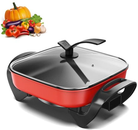 Quartet Pot Cocina eléctrica Multifuncional Olla Cuadrada Antiadherente de Olla de cocción Lenta (Enchufe Europeo de 220 V)