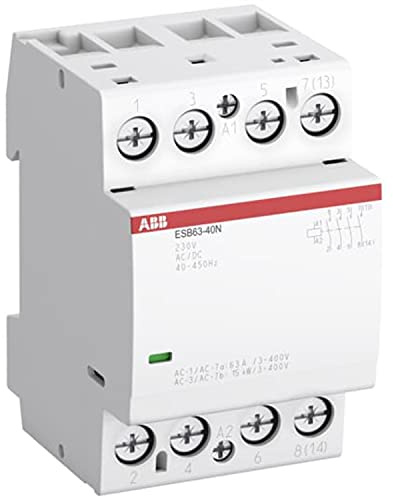 Installation Contactor, Model ESB63-31N-06, 4 Pole, 3 Main Contacts NO 63A and 1 Main Contact, NC 30A, 230V, White, 6.5 x 5.4 x 8.5 cm (Reference: 1SAE3511111111111111R0R0R063)