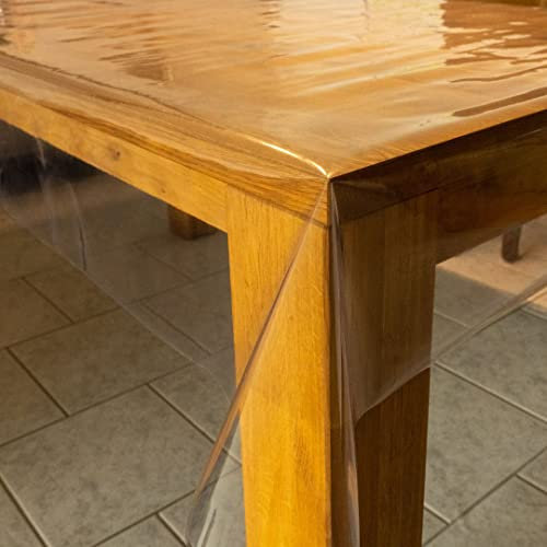 laro 0,30 mm Dicke Tischfolie Tischdecke Transparent Durchsichtig Abwaschbar Garten-Tischdecke Tischschutz-Folie PVC Plastik-Tischdecken Wasserabweisend Eckig Meterware |07|, Größe:118x220 cm