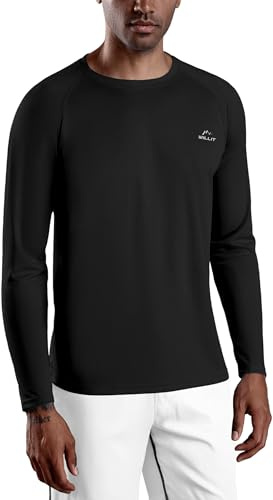 WILLIT Rashguard T-shirt fonctionnel à manches longues pour homme, pour la natation, le surf, la pêche, la randonnée, respirant, séchage rapide, protection solaire, Noir , XL