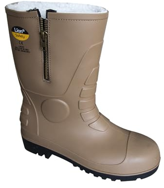 Botas de seguridad S5 para agua en PVC y nitrilo con forro interior anti frío, puntera y plantilla de protección y media caña con media cremallera. Bota ingeniero.