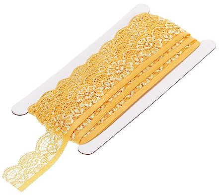 QUARKZMAN Encaje Adorno Vintage Crochet 0.98 x 10 Yardas Amarillo Encaje Cinta para Bricolaje Recorte Álbum Ropa Tela Boda Decoración Regalo Papel