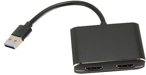 Fockety USB 3.0 to Dual HDMI Adapter, External Video Graphics Card HDMI Dual Monitor Display Adapter 1920x1080P 5Gbps USB C Splitter 2 Monitors Extended Display for PC Laptop