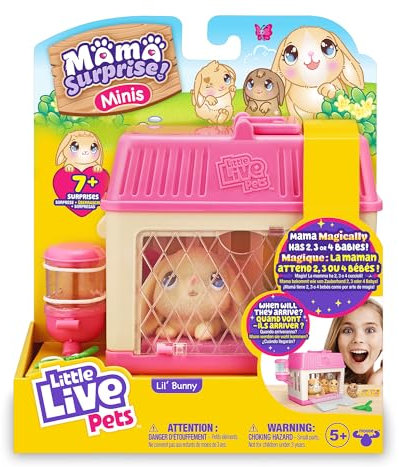 Little Live Pets - Mama Surprise Minis Bunny, Plüschhase mit Geräuschen und Bewegungen, die Babys, interaktives Haustier, Spielzeug für Jungen und Mädchen ab 5 Jahren